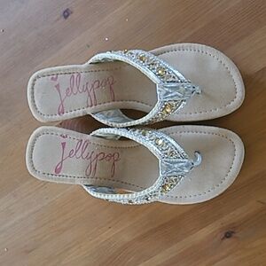 Jellypop Tan and Silver Wedge Sandals